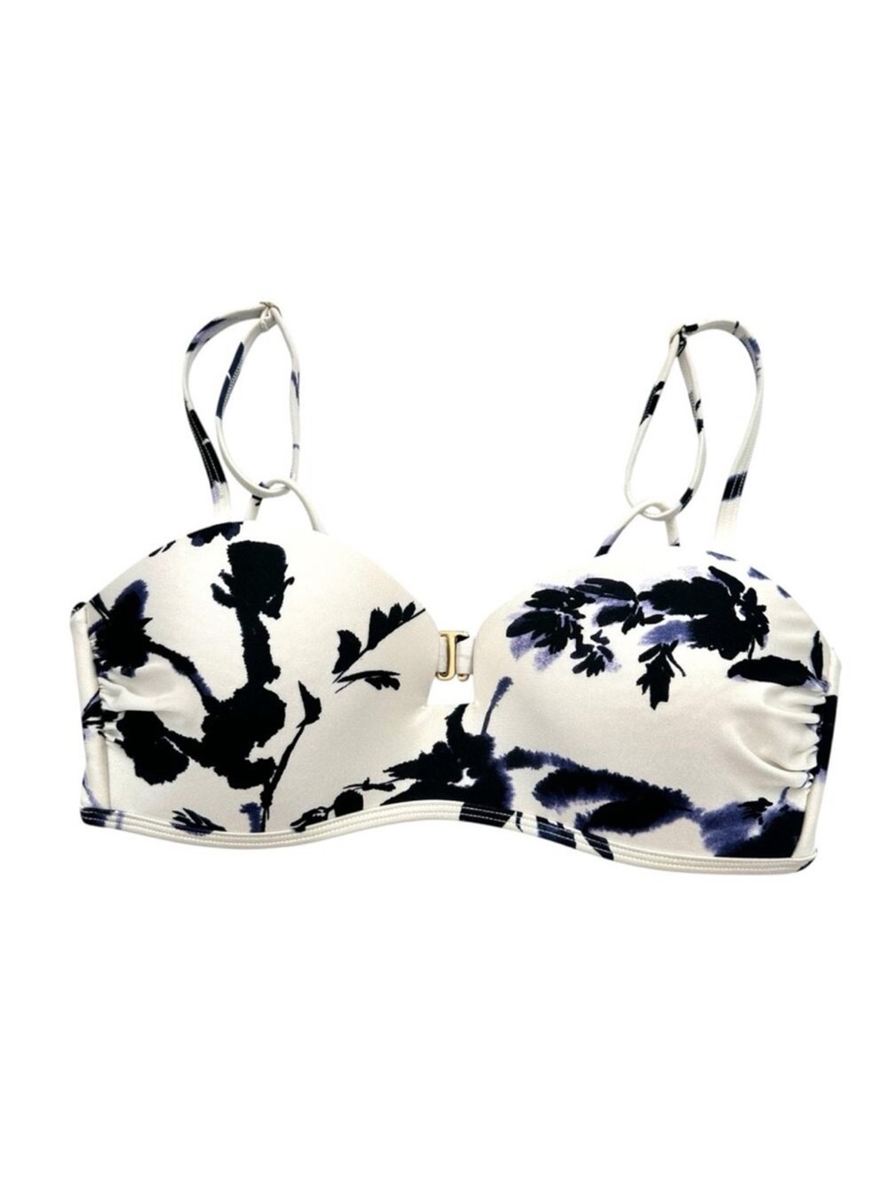 Athleta Floral Aqualuxe Print Square Plunge Bikini Top Size Small